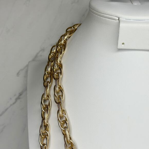 Gold Tone Tassel Chain Link Open Wrap Necklace - Picture 6 of 11